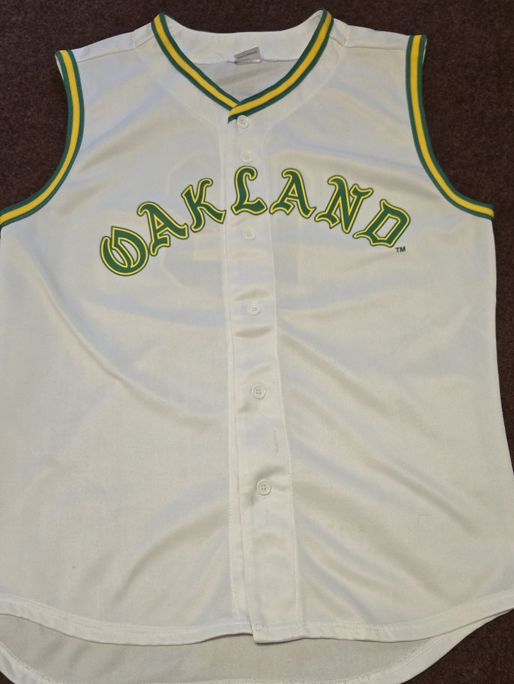 Oakland As Jersey With Casino Logo On Back Mens Large Small Spots